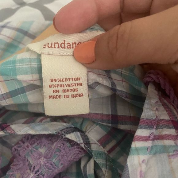 Sundance Plaid Embroidered Long Sleeve Top - Picture 4 of 7